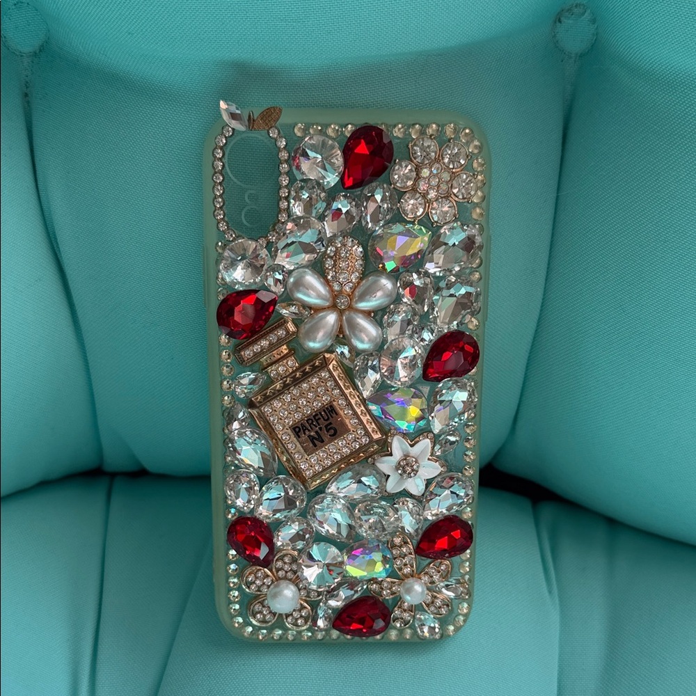 Glamorous Crystal Phone Case with Red and Gold Accents - Picture 2 of 3